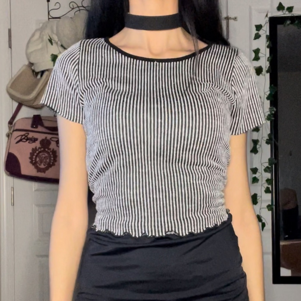 Caution to the wind striped tee